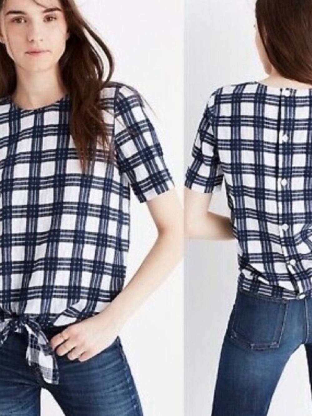 Madewell Buttonback Front Tie Tee